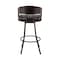 Armen Living Palmdale 30" Swivel Brown Faux Leather and Java Brown Metal Bar Stool 795044878141 - alternate 4